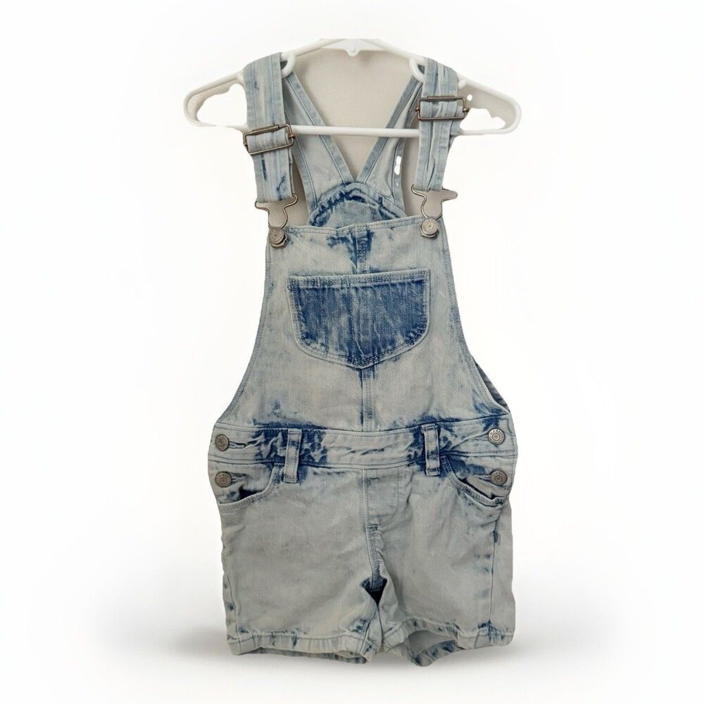 Old Navy Shortalls Girls XS Acid Wash Blue Shorts Denim Farm Summer Cute Jeans